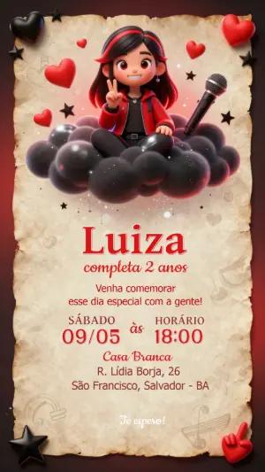 Convite de Aniversário Cantora Pop Star 3D para Editar