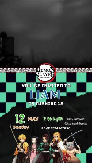 Animated Demon Slayer Birthday Invitation | Editable Video Template