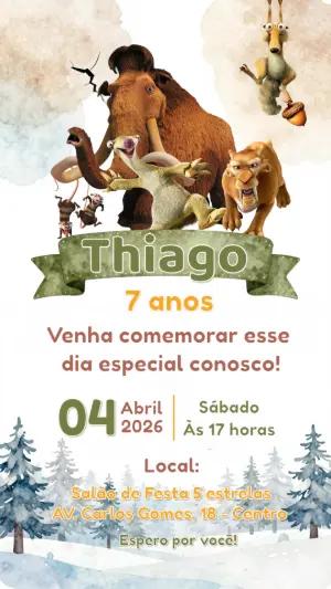 Convite de Aniversário A Era do Gelo Editável