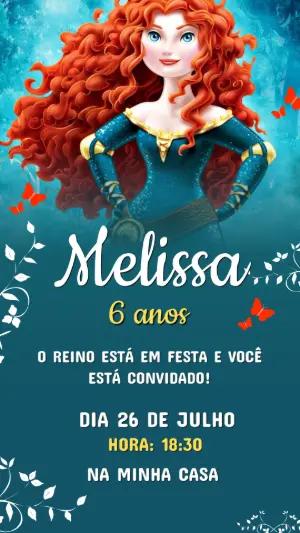 Convite Animado Aniversário Princesa Merida Valente para Editar