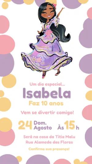 Convite de Aniversário Isabela Encanto Floral Roxo para Editar