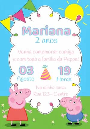 Convite de Aniversário Peppa Pig e George para Editar Online