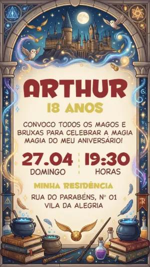 Convite de Aniversário Harry Potter Editável e Digital