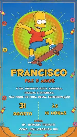 Convite de Aniversário Infantil Tema Simpsons para Editar