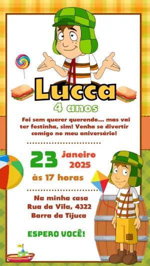 Convite de Aniversário Chaves no Barril para Editar
