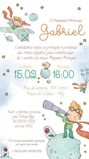 Convite Aniversário O Pequeno Príncipe para Editar Online