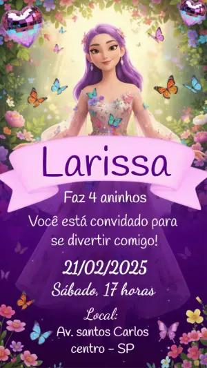 Convite de Aniversário Jardim Encantado e Borboletas Editável