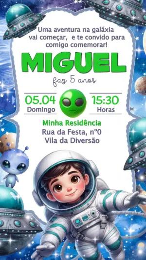 Convite de Aniversário Astronauta Menino para Editar