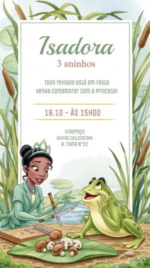 Convite Aniversário Princesa e o Sapo Editável Online