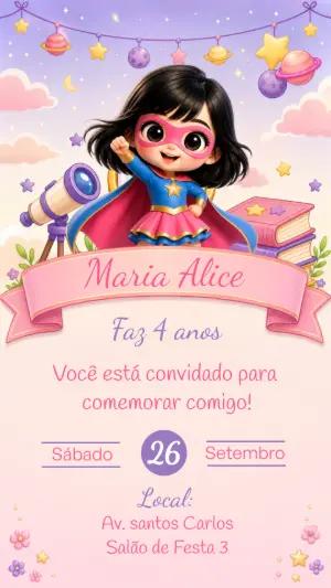 Convite de Aniversário Mulher-Maravilha Editável