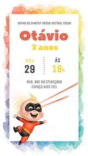 Convite de Aniversário Zezé Os Incríveis para Editar