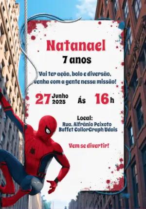 Convite de Aniversário Homem Aranha para Editar Online