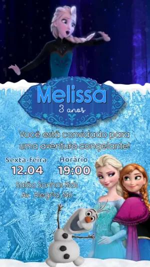 Convite Animado Aniversário Frozen para Editar Online