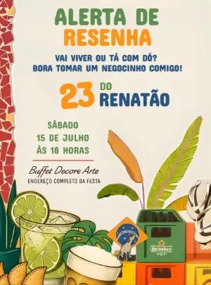Convite Digital Aniversário Resenha Brasileira para Editar
