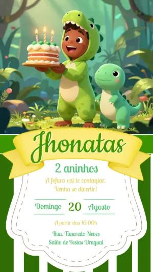 Convite de Aniversário Dinossauro Baby Fofo para Editar