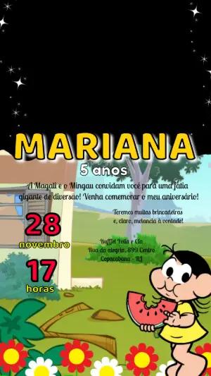 Convite Animado Magali: Vídeo de Aniversário Infantil para Editar