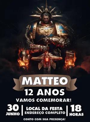 Convite de Aniversário Warhammer Épico para Editar