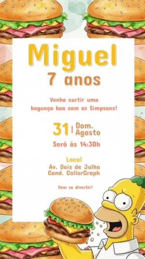 Convite Aniversário Os Simpsons com Homer para Editar Online