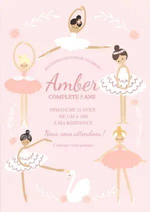 Invitation Anniversaire Ballerine à Modifier en Ligne