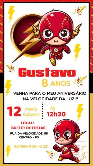 Convite de Aniversário Flash Infantil para Editar Online