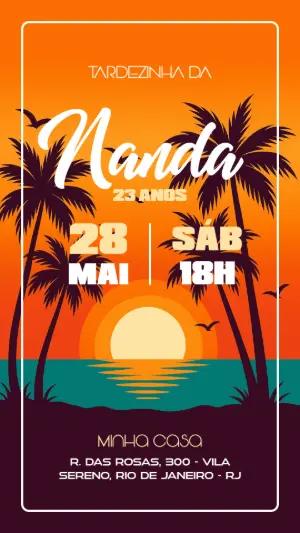 Convite de Aniversário Tardezinha na Praia Editável Online