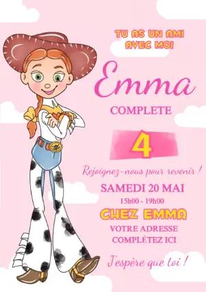 Invitation Anniversaire Jessie Toy Story à Modifier en Ligne