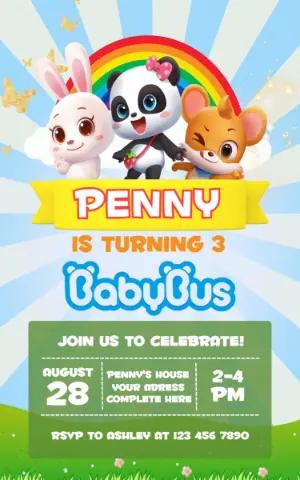 BabyBus Birthday Invitation | Cute Editable Template for Kids