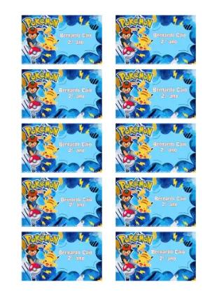 Etiqueta Escolar Pokémon Editável com Ash e Pikachu