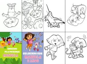 Mini Livro de Colorir Dora Aventureira para Editar Online