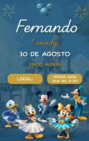 Convite de Aniversário Mickey Realeza para Editar