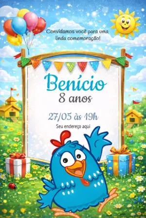 Convite de Aniversário Galinha Pintadinha Colorido para Editar