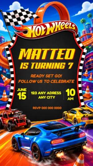 Hotwheels Car Birthday Invitation Editable