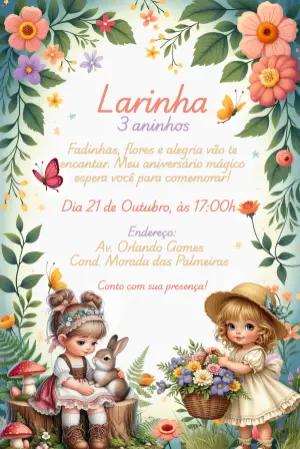 Convite Aniversário Jardim Encantado para Editar Online