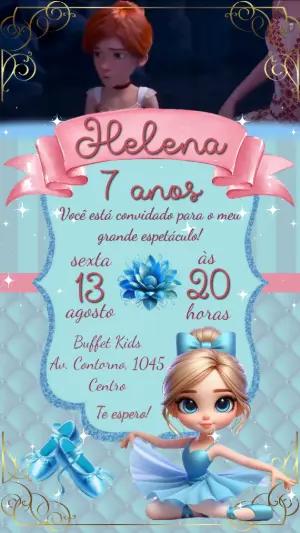 Convite Animado Aniversário Bailarina para Editar Online