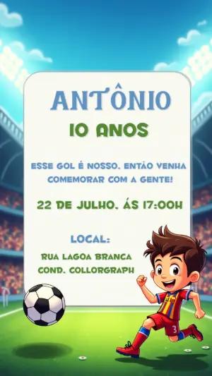 Convite Aniversário Futebol com Jogador para Editar Online
