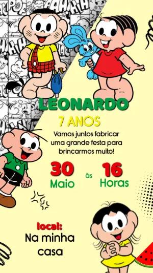 Convite de Aniversário Turma da Mônica Editável Online