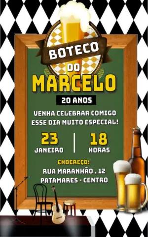Convite de Aniversário Boteco com Lousa para Editar Online