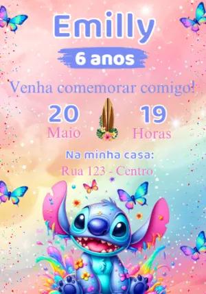 Convite Aniversário Stitch Tropical para Editar Online