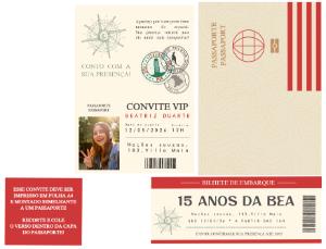 Convite de Aniversário Passaporte com Foto para Editar Online