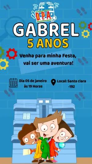Convite de Aniversário D.P.A. Modelo Digital Infantil Editável
