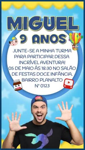 Convite Aniversário Luccas Neto para Editar Online