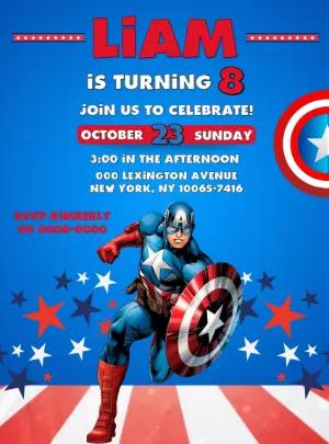Captain America Birthday Invitation Editable Online