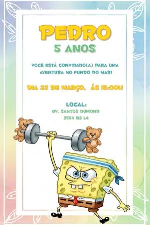 Convite Aniversário Bob Esponja Forte para Editar Online