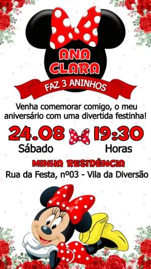 Convite de Aniversário Minnie Vermelha: Modelo Editável Online