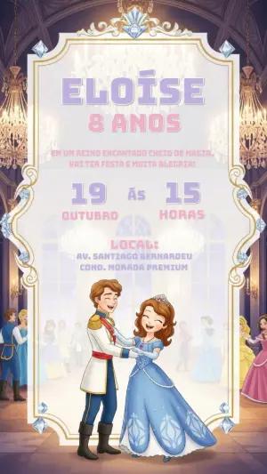 Convite de Aniversário Princesa Sofia para Editar Online