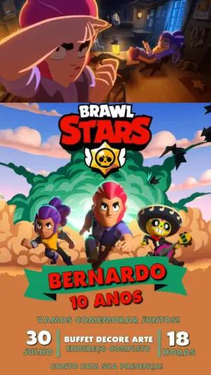 Convite Animado Aniversário Brawl Stars para Editar Online