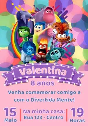 Convite de Aniversário Divertida Mente Colorido para Editar
