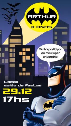 Convite de Aniversário Batman para Editar Online