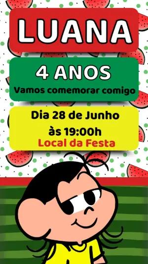 Convite de Aniversário Magali Melancia para Editar