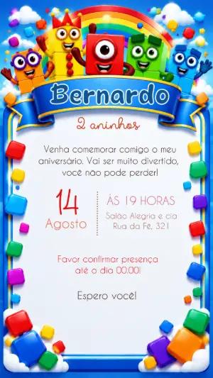 Convite de Aniversário Numberblocks Editável Online